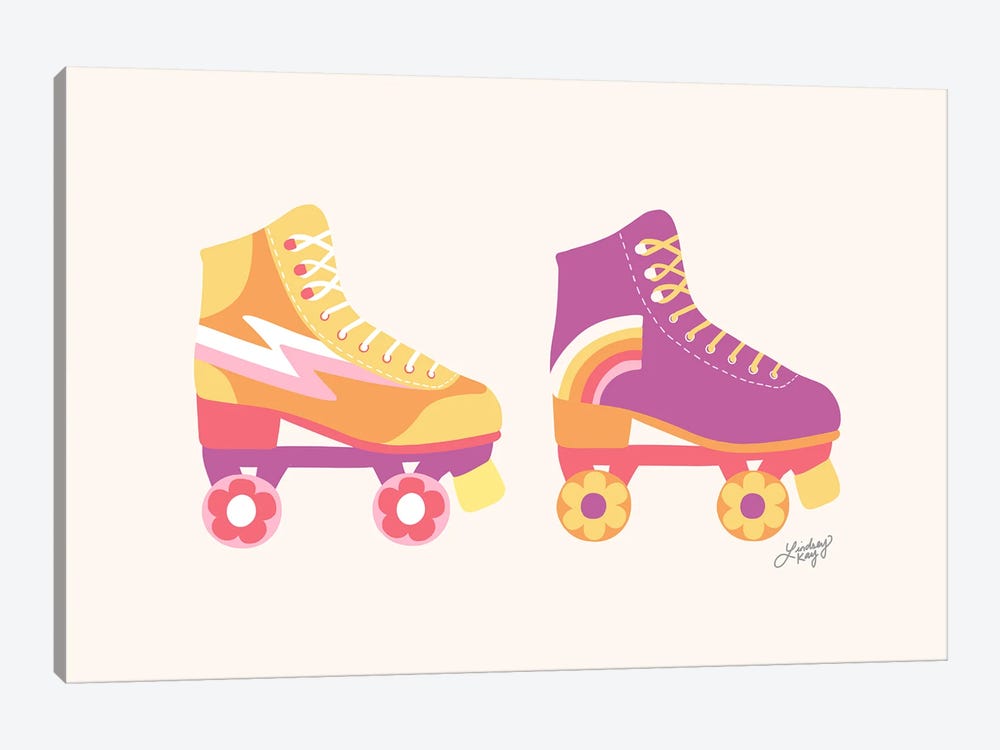 Retro Roller Skates Illustration (Warm Palette) by LindseyKayCo 1-piece Art Print