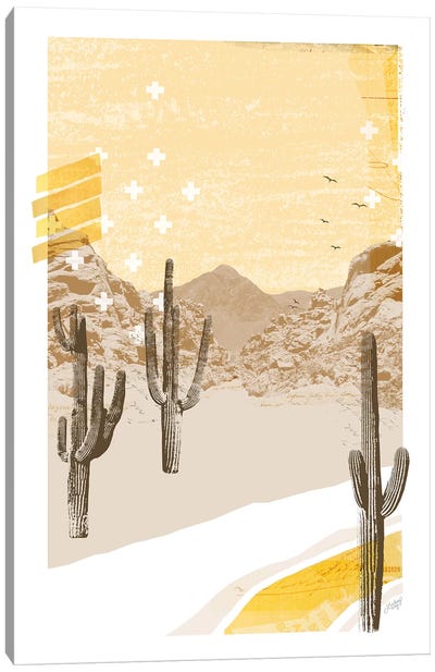 Desert Mountain Yellow Collage Canvas Art Print - LindseyKayCo