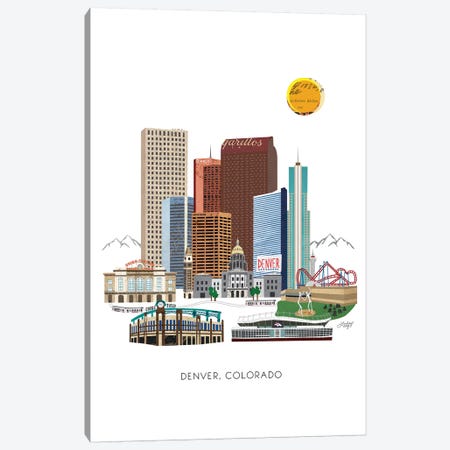 Downtown Denver Collage Illustration Canvas Print #LKC23} by LindseyKayCo Canvas Artwork