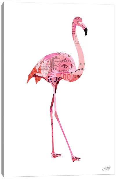 Flamingo Collage Canvas Art Print - Flamingo Art