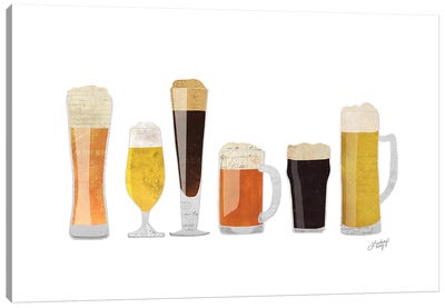 Beer Glasses Canvas Art Print - Minimalist Kitchen Art