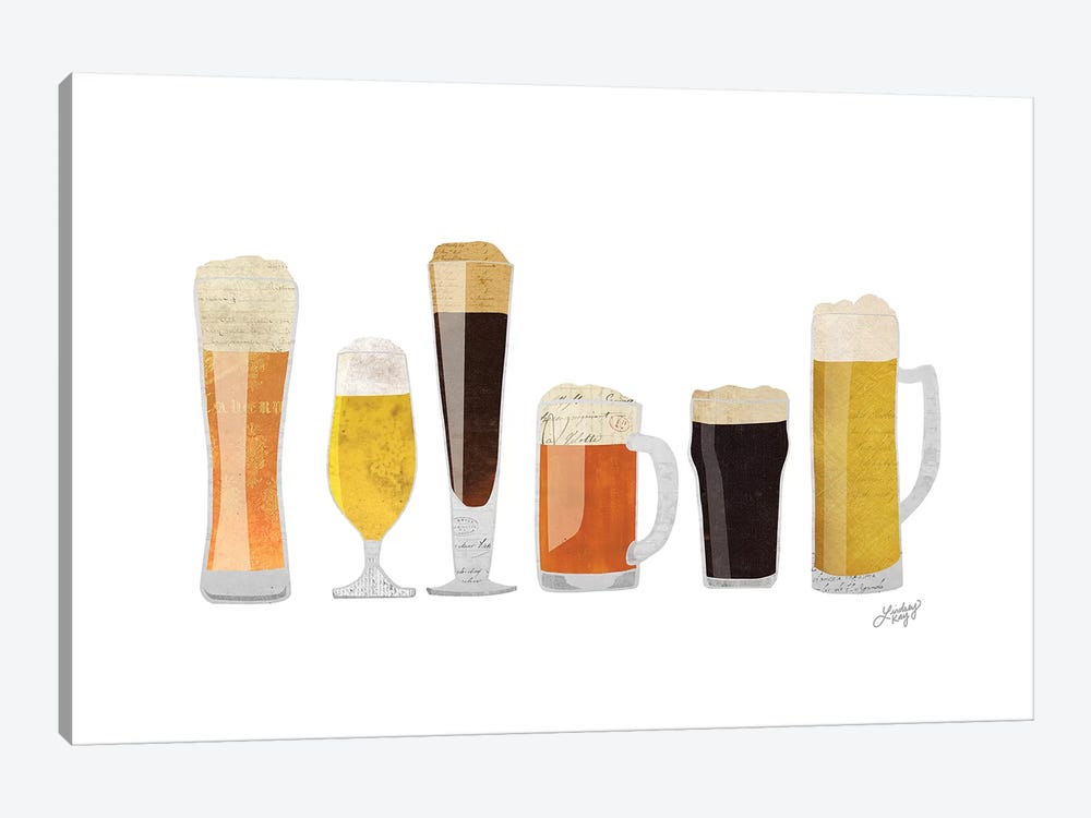 Beer Glasses by LindseyKayCo 1-piece Canvas Artwork