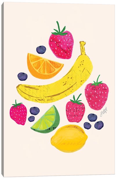 Fruit Collage Canvas Art Print - Minimalist Kitchen Art