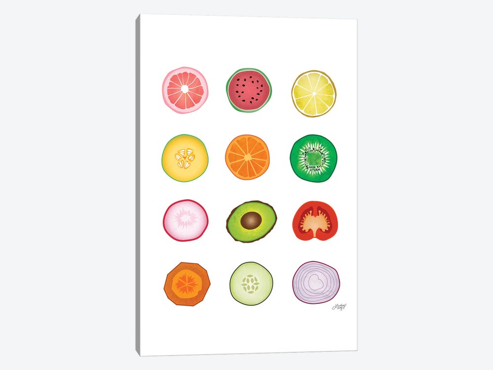 Fruits And Vegetables Collage by LindseyKayCo 1-piece Canvas Print