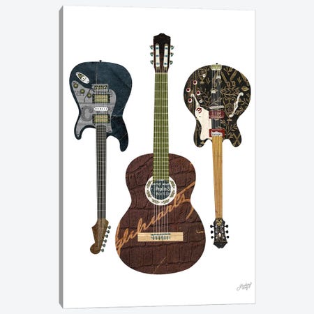 Guitar Collage Canvas Print #LKC34} by LindseyKayCo Canvas Wall Art