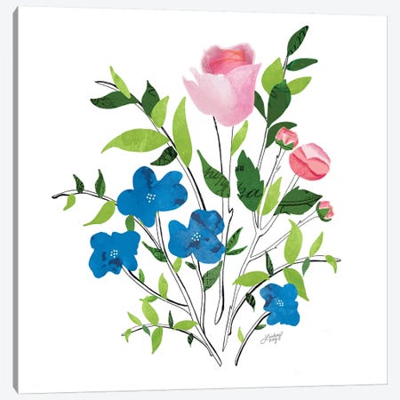 Botanical Flowers Collage Illustration Canvas Print #LKC3} by LindseyKayCo Art Print