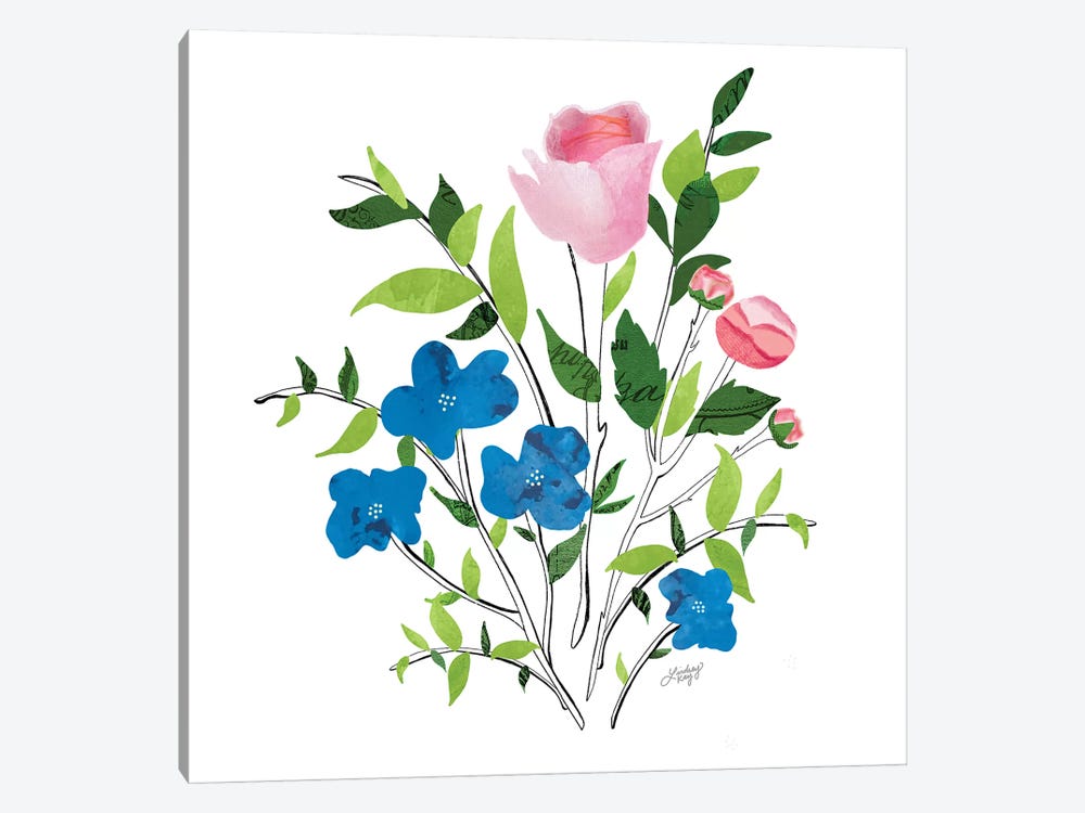 Botanical Flowers Collage Illustration by LindseyKayCo 1-piece Canvas Print
