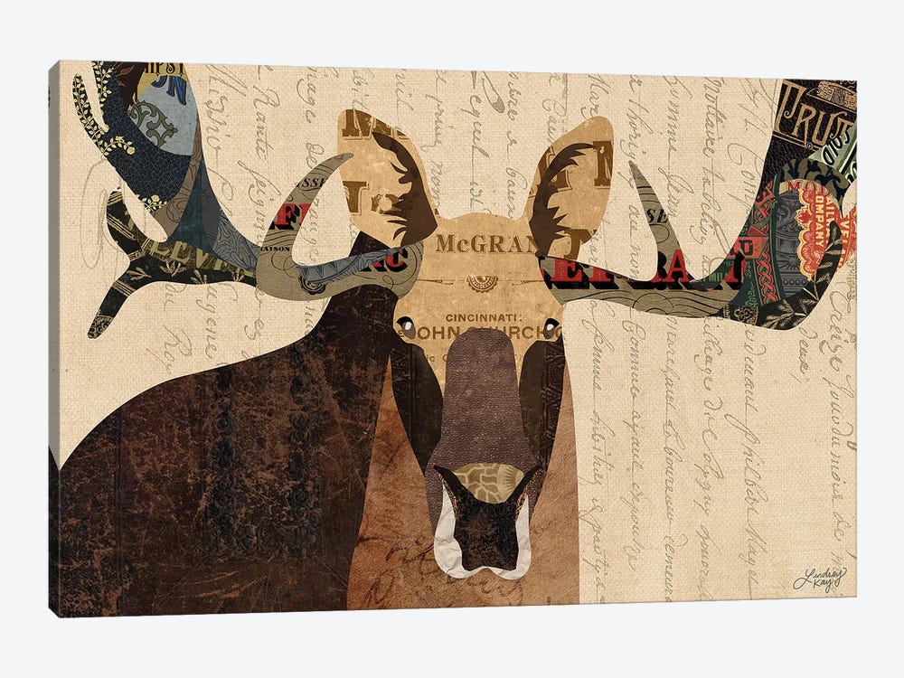 Moose Collage by LindseyKayCo 1-piece Canvas Art Print
