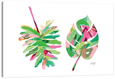 Botanical Leaves Pink Canvas Art Print