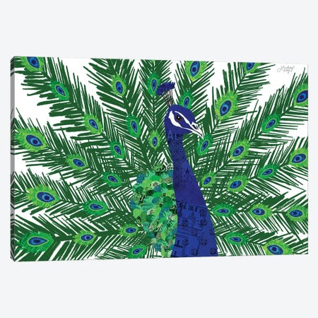 Peacock Collage Canvas Print #LKC55} by LindseyKayCo Canvas Artwork