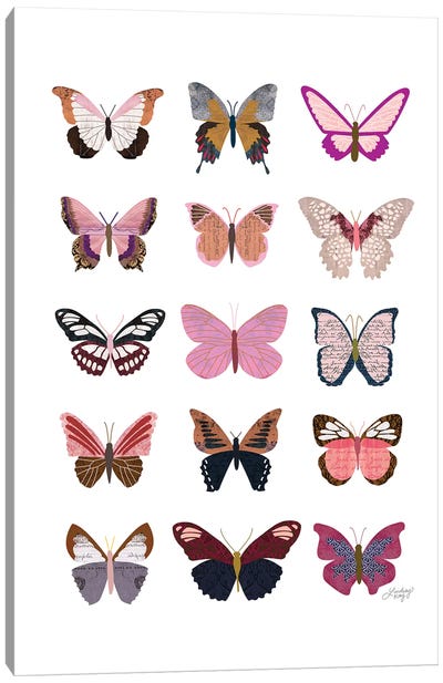 Pink Butterflies Collage Canvas Art Print - LindseyKayCo
