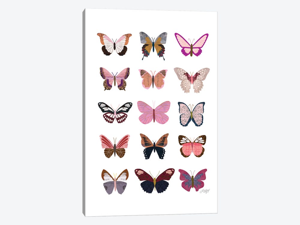 Pink Butterflies Collage by LindseyKayCo 1-piece Canvas Wall Art