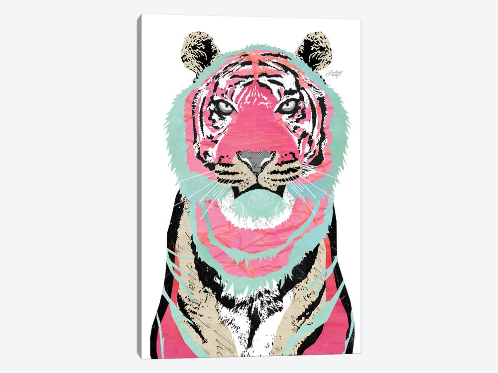 Pink Tiger Collage by LindseyKayCo 1-piece Canvas Artwork
