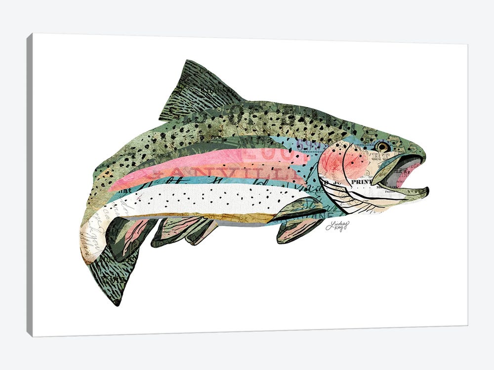 Rainbow Trout Collage by LindseyKayCo 1-piece Canvas Art Print