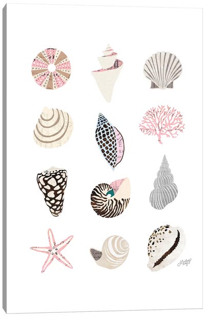 Seashell Collage Canvas Art Print - Cottagecore Goes Coastal