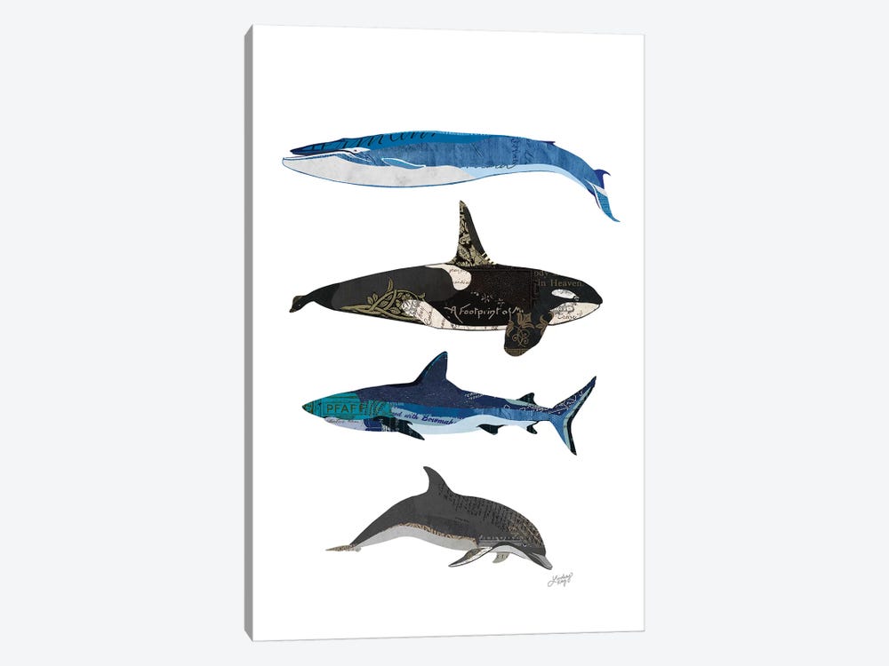 Sharks And Whales Collage by LindseyKayCo 1-piece Canvas Wall Art