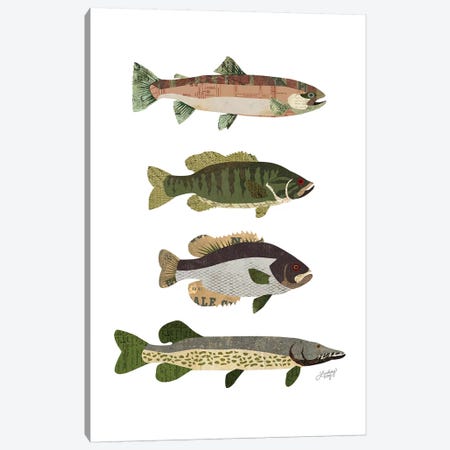 Woodland Fish Collage Canvas Print #LKC89} by LindseyKayCo Canvas Artwork