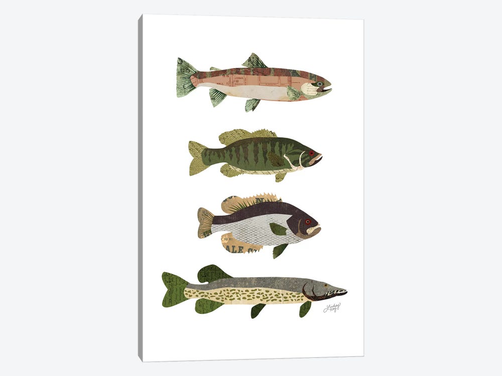Woodland Fish Collage by LindseyKayCo 1-piece Canvas Art