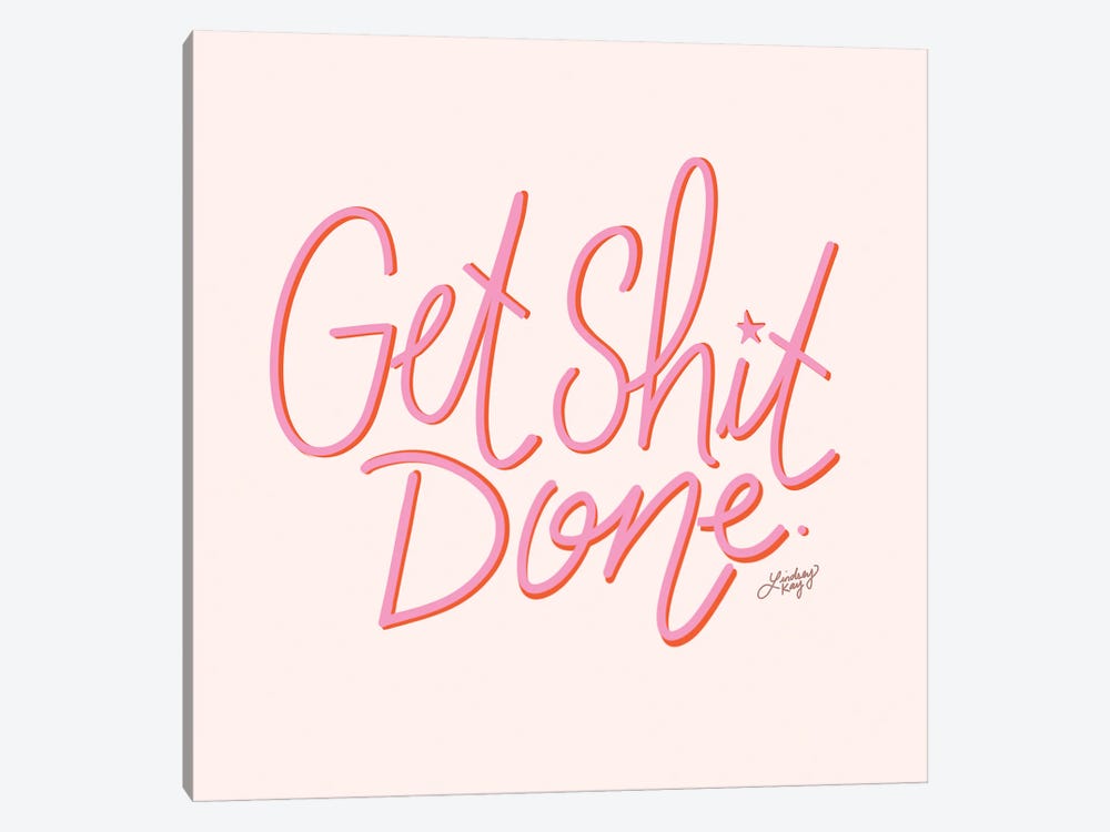 Get Shit Done - Pink Palette by LindseyKayCo 1-piece Canvas Artwork