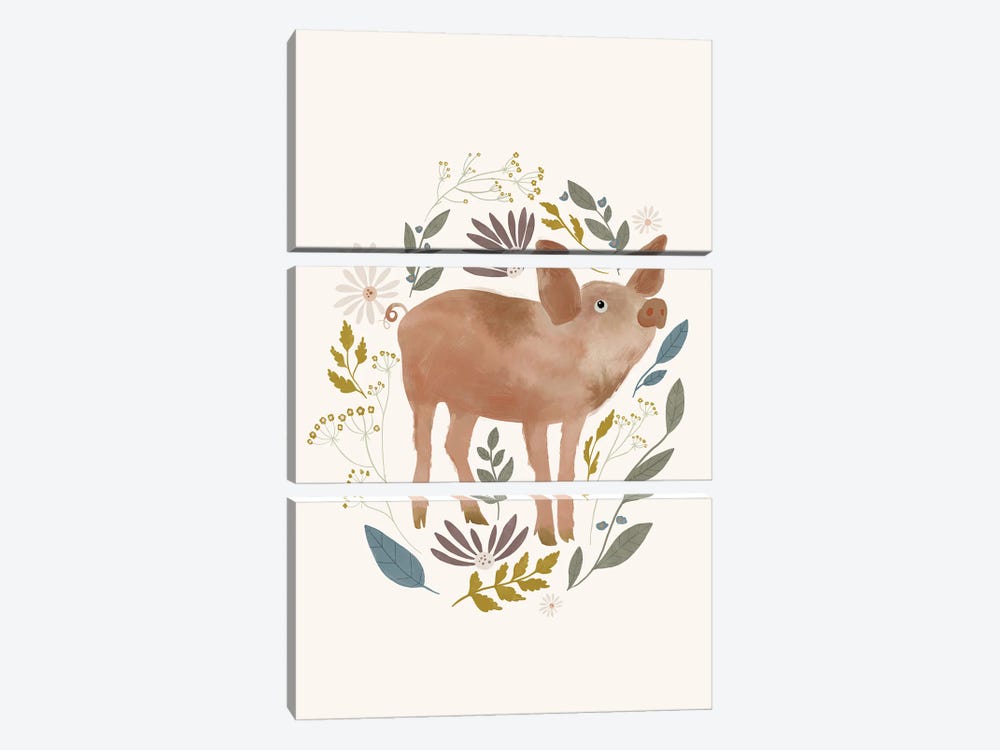 Farm Country Pig I by Laura Konyndyk 3-piece Canvas Art Print