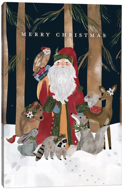 Merry Christmas Canvas Art Print - Christmas Animal Art