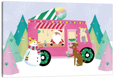 Snow Cone Christmas Truck Canvas Art Print - Santa Claus Art