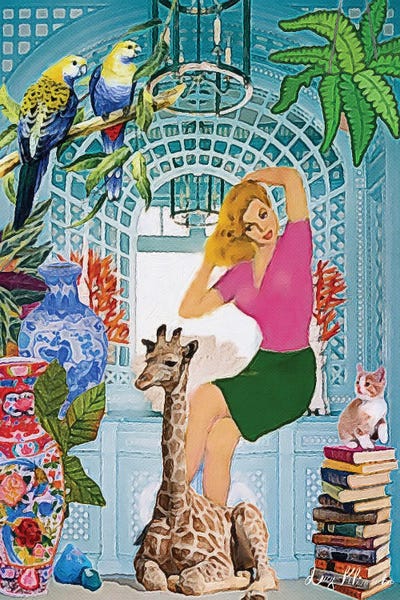 Lucy Klimenko: Blonde With Baby Giraffe by Lucy Klimenko