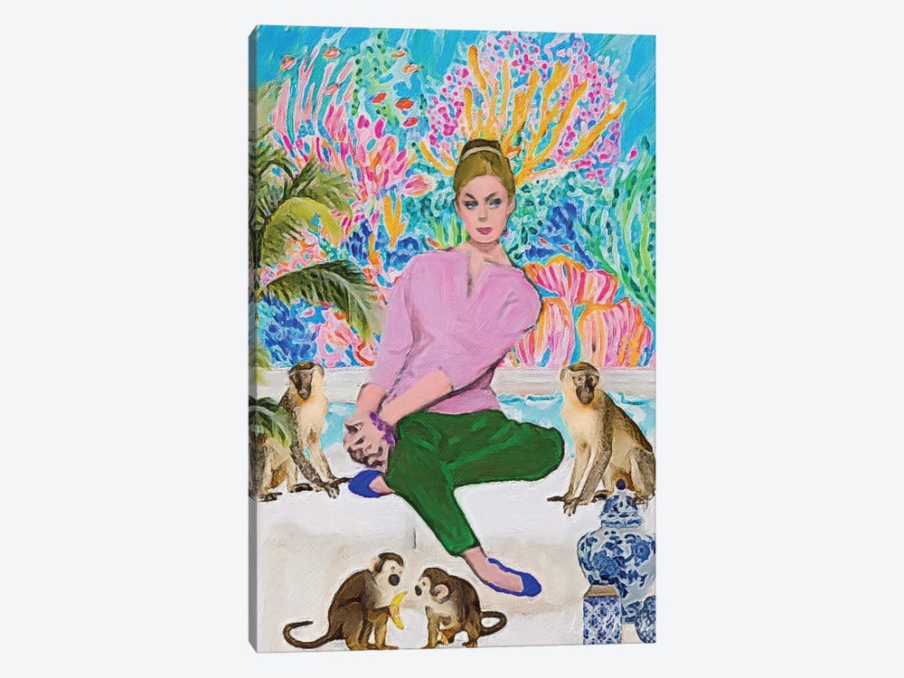 Blonde And Four Monkeys by Lucy Klimenko 1-piece Canvas Print