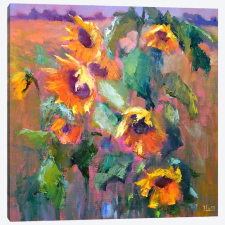 Expression With Sunflowers Canvas Print #LKL10} by Elena Lukina Canvas Art
