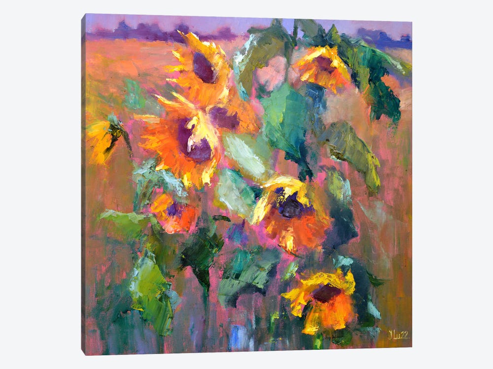 Expression With Sunflowers by Elena Lukina 1-piece Canvas Artwork