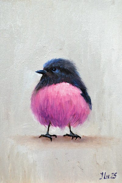 Canvas Print: Crimson-Breasted Petroica, Australian Bullfinch. by Elena Lukina - thumbnail