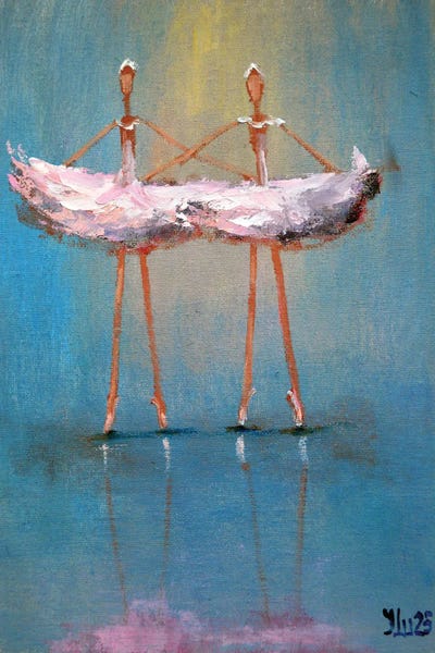 Canvas Print: 2 Funny Pink Ballerinas by Elena Lukina - thumbnail