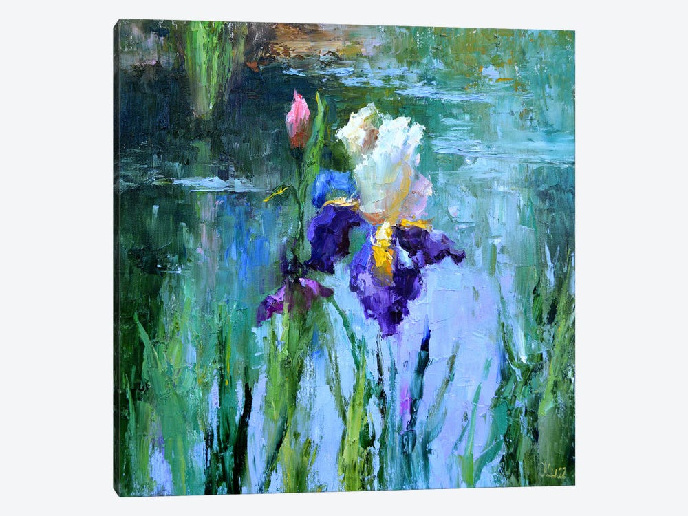 Iris By The Pond by Elena Lukina 1-piece Canvas Print