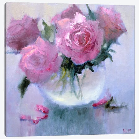 Pink Bouquet Canvas Print #LKL30} by Elena Lukina Canvas Artwork