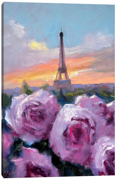 Romance In Paris Canvas Art Print - Elena Lukina