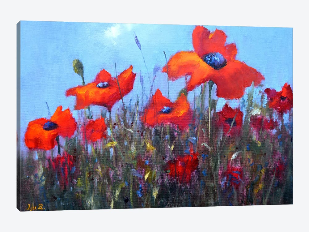 Scarlet Poppies by Elena Lukina 1-piece Canvas Print