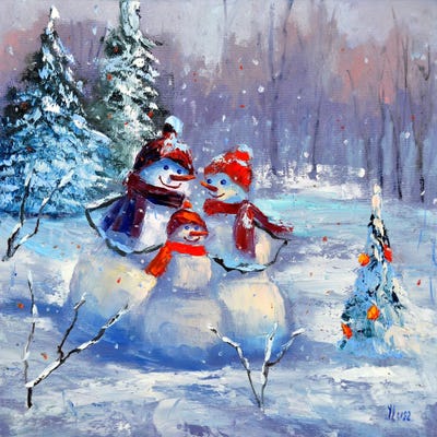 Snowman Family by Elena Lukina framed wall art