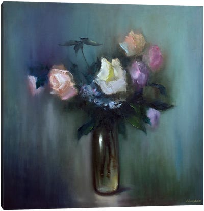 Still-Life With Bouquet Of Roses Canvas Art Print - Elena Lukina
