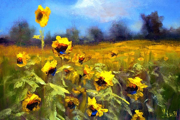 Van Gogh's Sunflowers Collection: Sunflowers Field by Elena Lukina