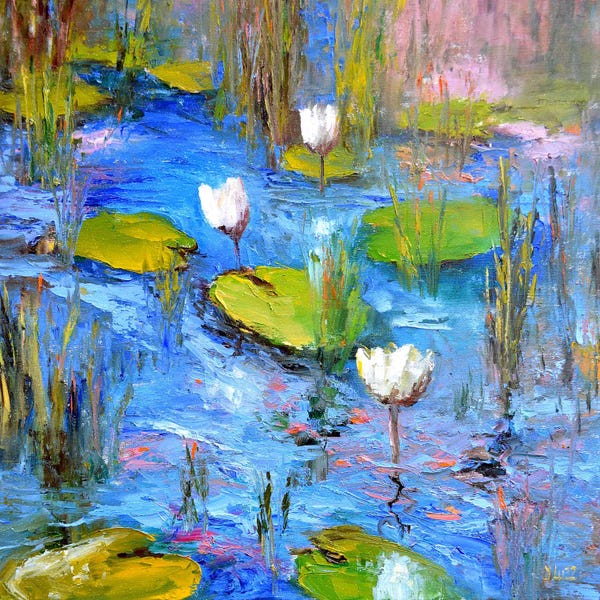 Lilies: White Lily Pond by Elena Lukina