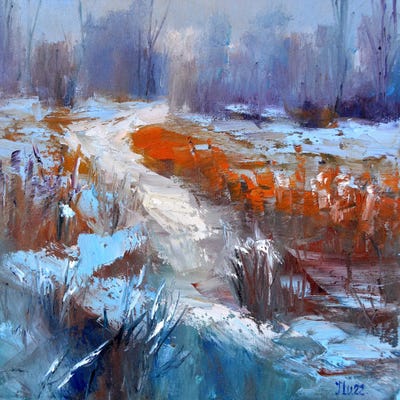 Winter Sketch Path To The River by Elena Lukina acrylic art print