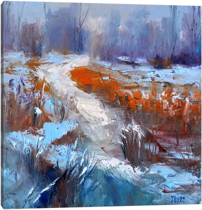 Winter Sketch Path To The River Canvas Art Print - Elena Lukina