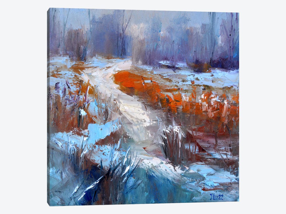 Winter Sketch Path To The River by Elena Lukina 1-piece Canvas Artwork