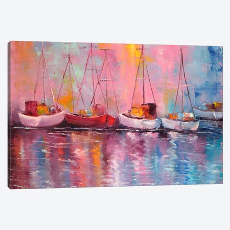 Yachts Canvas Print #LKL59} by Elena Lukina Canvas Artwork