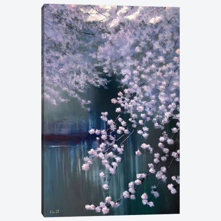 Blooming Garden By The Pond Canvas Print #LKL62} by Elena Lukina Art Print