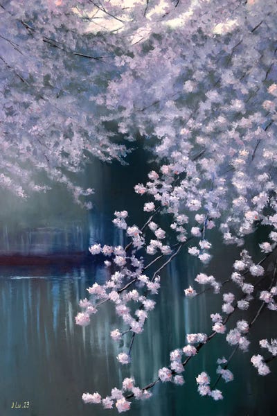 Elena Lukina: Blooming Garden By The Pond by Elena Lukina