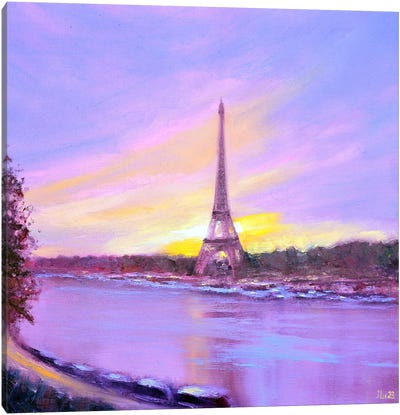 Dawn In Paris Canvas Art Print - Elena Lukina