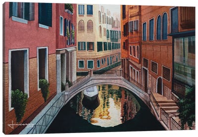 Venice Canal III Canvas Art Print - Rowboat Art