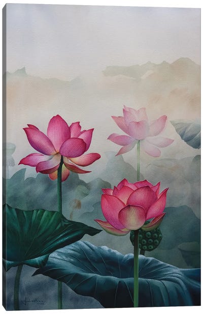 Pink Flowers Canvas Art Print - Liam Kumawat