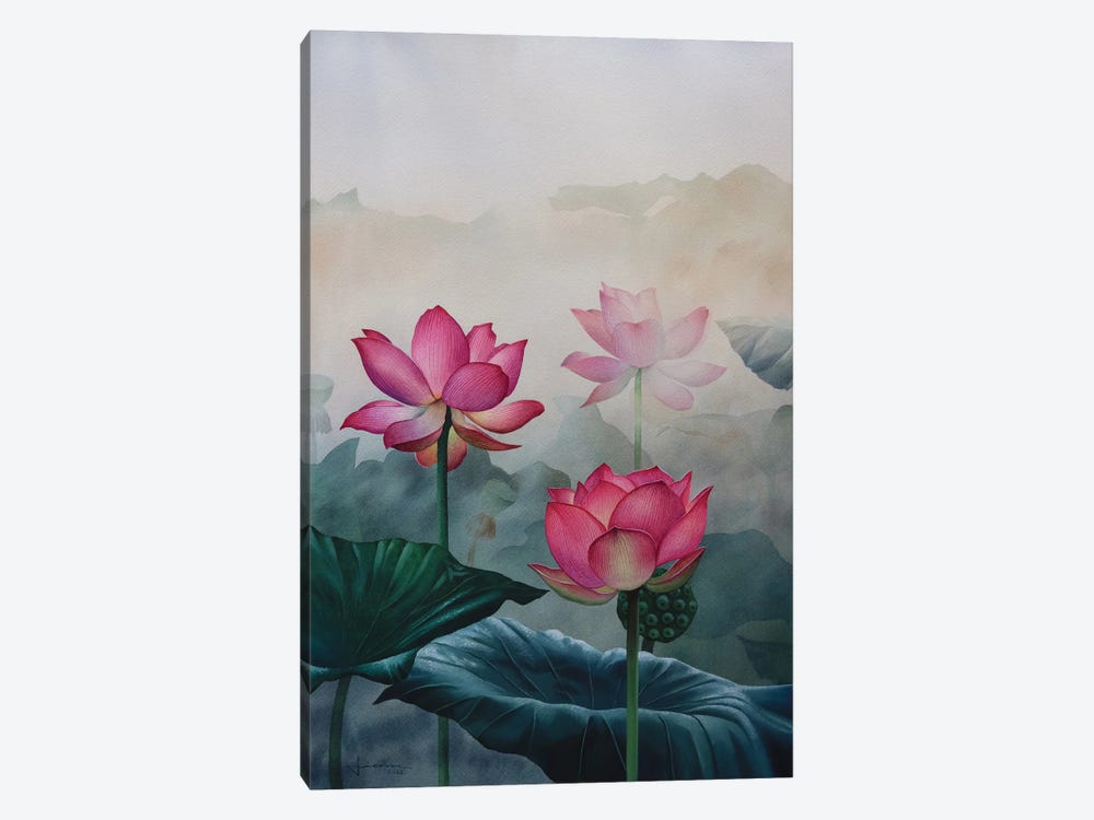 Pink Flowers by Liam Kumawat 1-piece Canvas Print